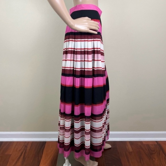 NEW VALENTINO GARAVANI STRIPED SILK MIDI SKIRT - Picture 6 of 13